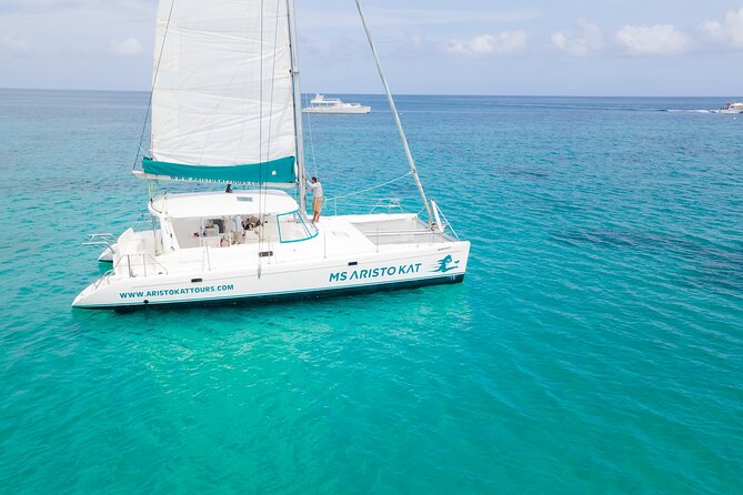 3.5hr Private Catamaran Cruise with Snorkeling, DJ, Bar, Food - Swimming near Doctor’s Cave Beach