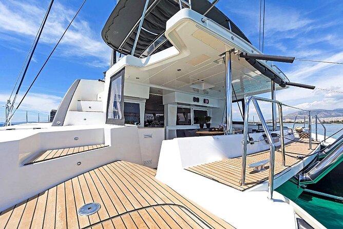 5 Hour Private Day or Sunset Cruise in Large & Majestic Catamaran - One Hour Under Sail on the Aegean