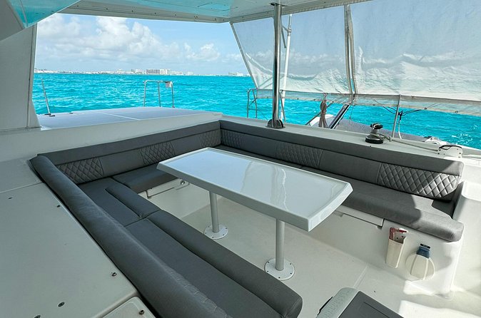 7hrs/60ft Luxury Catamaran Private Charter Cancun to Isla Mujeres - Sunset Sailing Back Toward Cancun
