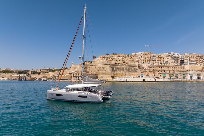 8-Hour Catamaran Charter from Valletta, Malta - Leaving Marina di Valletta at 10am