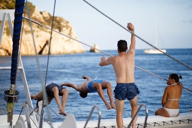A day at sea from Dénia or Jávea with Barbecue aboard the Catamaran - Five hours between San Antonio and Cabo de la Nao