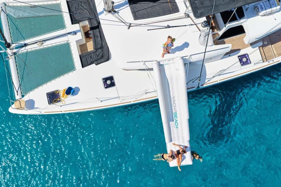 Agios Nikolaos All-inclusive Catamaran Cruise & Water Toys - Kolokytha Bay gives you nearly three hours to play