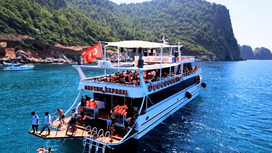 Alanya White Pearl Catamaran Cruise – Scenic Views & Swim - Tersane Beach and the first swim