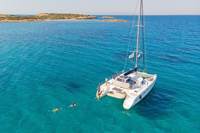 Athens Private Full day Catamaran cruise with meal & drinks - Agia Marina: The First Two-Hour Swim Stop