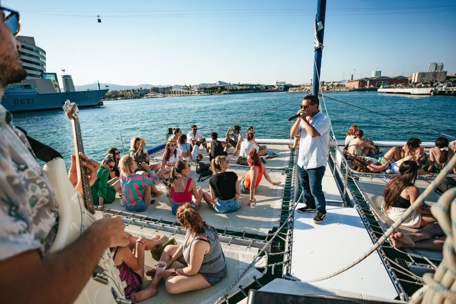 Barcelona: Sunset Catamaran Cruise with Live Music - What you see during the 90-minute sail