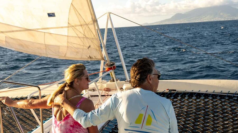 Basseterre: St. Kitts and Nevis Catamaran Tour with Lunch - Beach time and lunch on Nevis