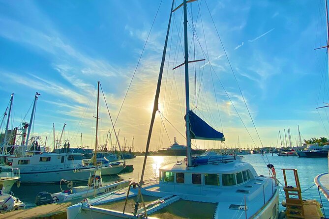 Bimini Charters - Private Luxury Catamaran 3-hr Sunset Sails - Sunset past Mallory Square and Sunset Island