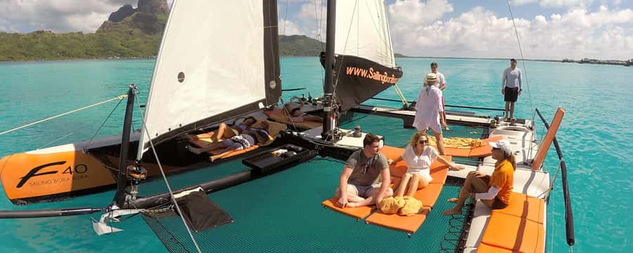 Bora Bora: Half Day Catamaran Sailing & Snorkelling - Sailing close to Mount Otemanu and the barrier reef