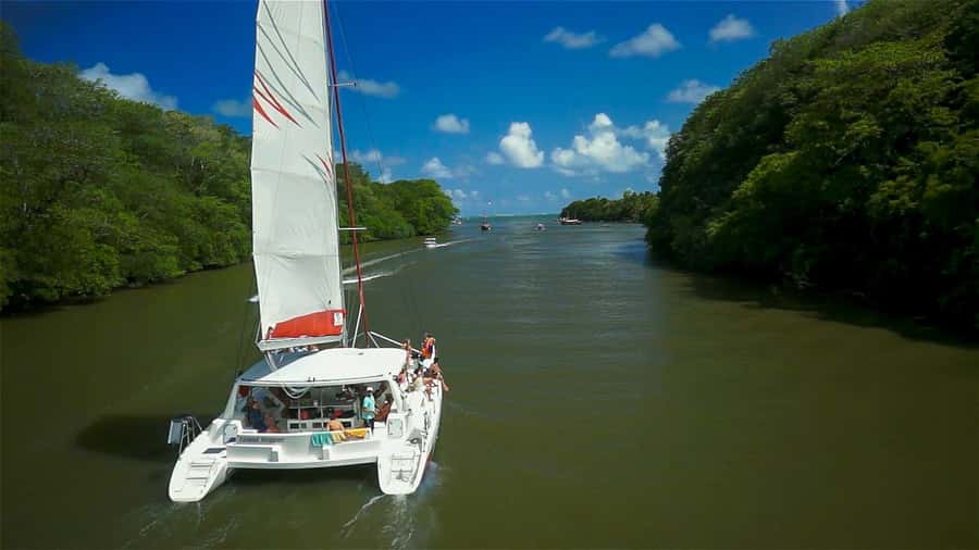 Catamaran cruise to Ile aux Cerfs from Pointe Jerome - Grand River South East Waterfall by boat
