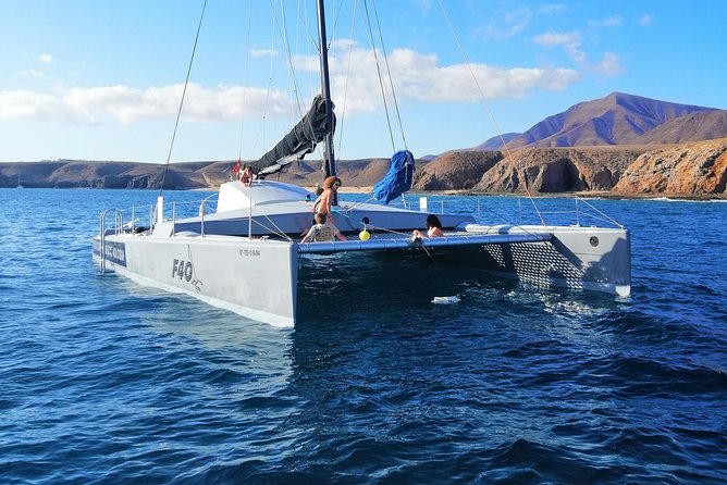 Catamaran F40 Lanzarote sailing - Setting sail from Playa Blanca at 11:00 am