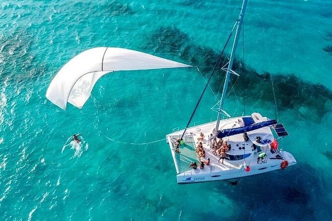 Catamaran Party on the Caribbean Sea to Isla Mujeres - Snorkeling in the Caribbean Sea
