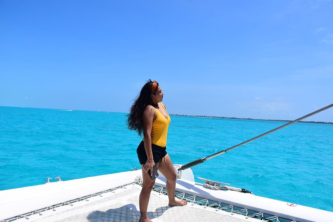 Catamaran Party on the Caribbean Sea to Isla Mujeres - Sailing toward Isla Mujeres