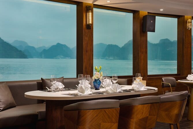 Catamaran Premium Cruise to Halong Bay & Lan Ha Bay in 1 Day Tour - Lunch with a view of the limestone karsts