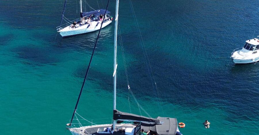 Catamaran tour, swimming, snorkeling, and a Prosecco toast - Setting out from central Cagliari