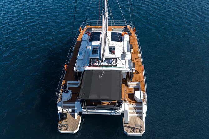 Comfort Max Catamaran Caldera Cruise with BBQ and Drinks - The Volcano: Black Rock, Open Water, and Hot Springs