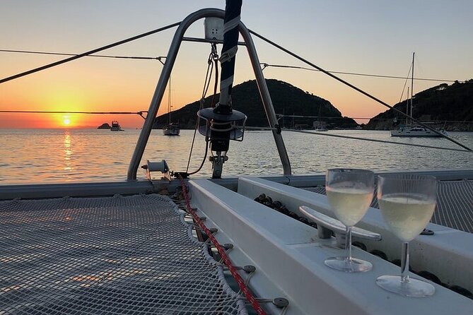 Day trip on a sailing catamaran in Sardinia - Leaving Olbia through the working harbor