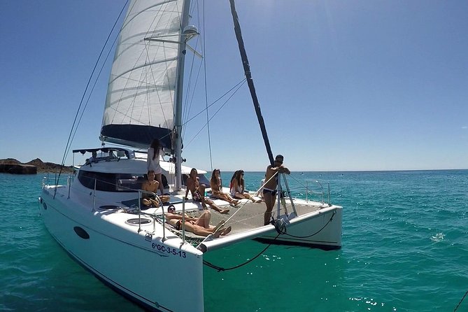 Exclusive Sailing Catamaran Experience to Lobos Island with lunch - Leaving Corralejo for the open water