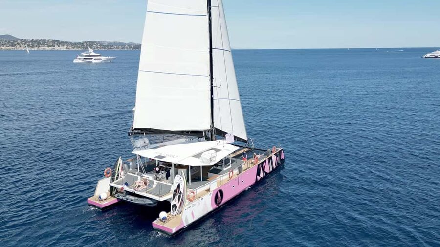 Firework Evening on a Maxi Catamaran from Saint Tropez - The sunset sail along the coast
