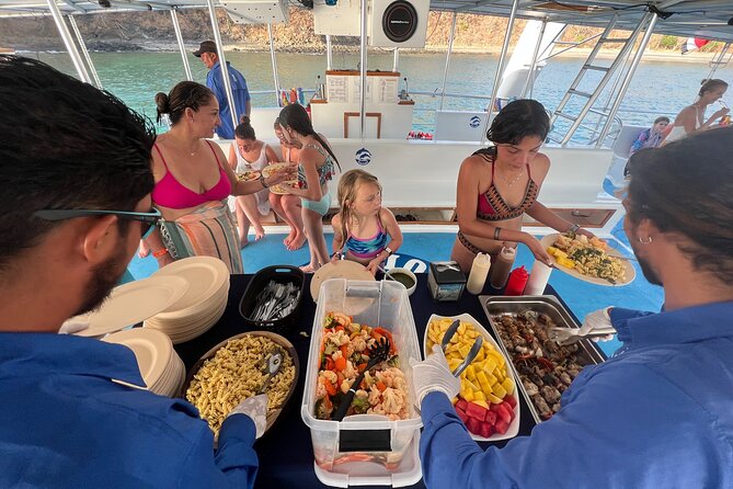 Flamingo Family Fun Catamaran Snorkel:Comfortable shaded seating - Food, Drinks, Music, and the Social Mood