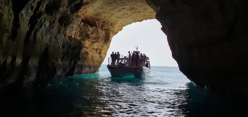 From Lagos: Benagil Caves Catamaran Cruise - The swim stop near Benagil