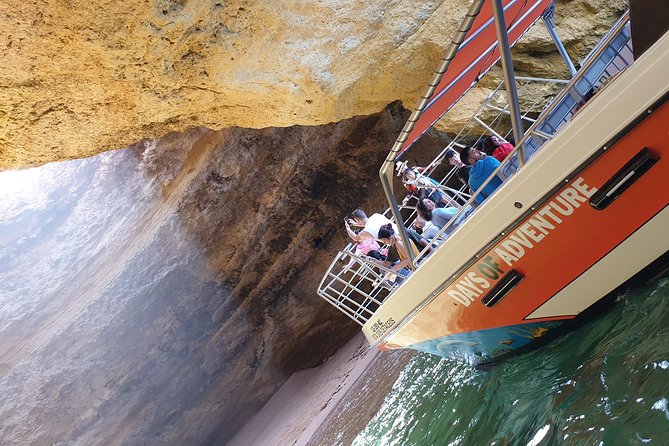 From Lagos: Benagil Caves Cruise on a Catamaran - Entering Benagil Cave with a crowd of boats
