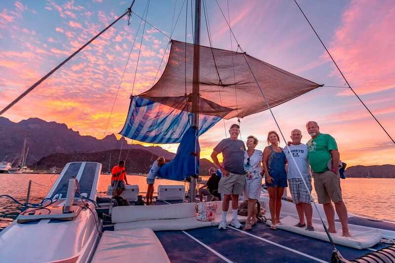 From Loreto: Sunset Appetizers & Open Bar Catamaran Cruise - The sunset over La Giganta and the islands