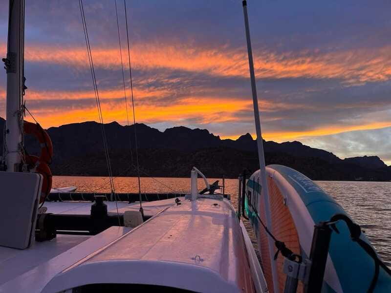 From Loreto: Sunset Appetizers & Open Bar Catamaran Cruise - Mexican snacks, cocktails, and music on the way back