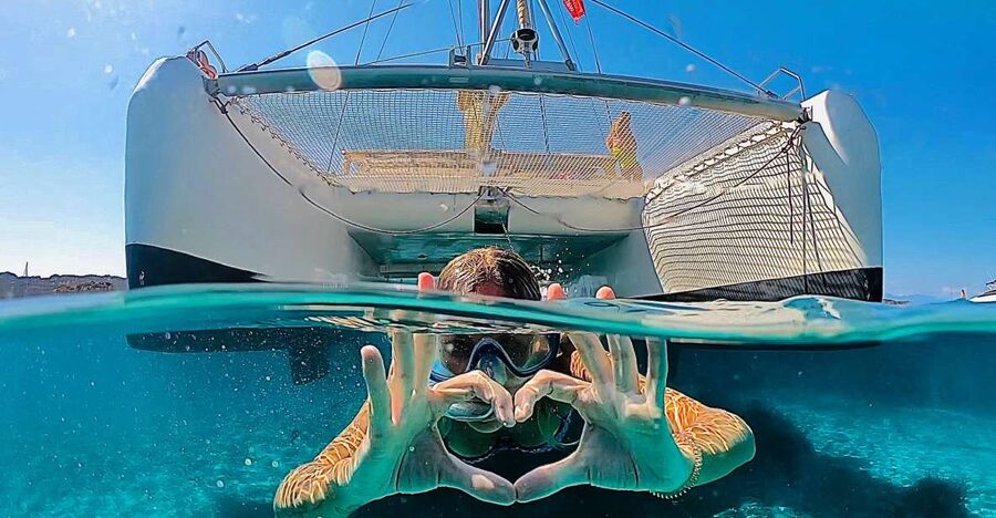 From Palau: Maddalena Archipelago Catamaran Tour with Lunch - Swimming and Snorkeling in Clear Water
