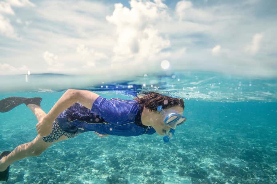 From Port Douglas: Outer Reef Cruise by Luxury Catamaran - First reef site: guided snorkeling at Mackay Cay