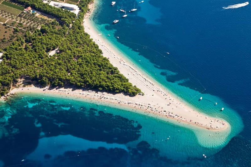 From Split: Catamaran Cruise to Golden Horn & Brač island. - Bol village and the south coast