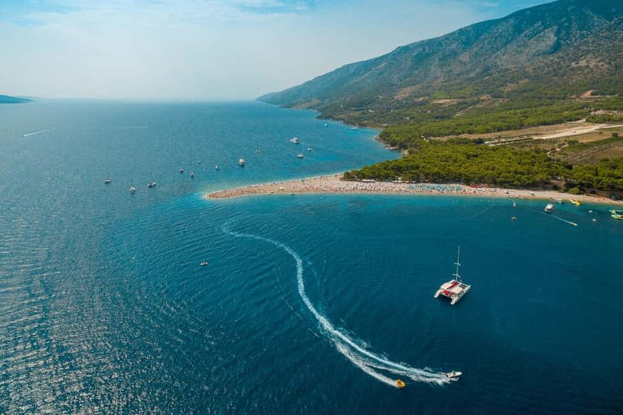 From Split: Catamaran Cruise to Golden Horn & Brač island. - The first hour from Split to Supetar