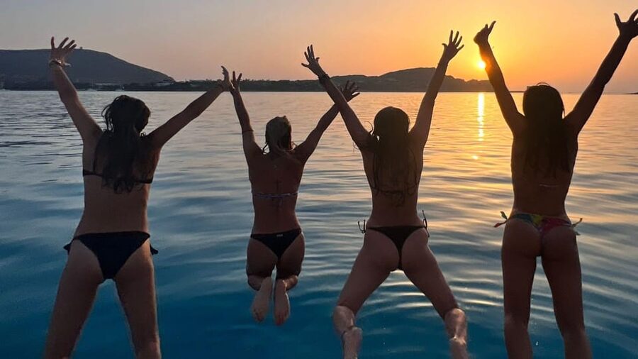 From Stintino: aperitif on a catamaran at sunset - Sunset views from Capo Falcone toward Asinara