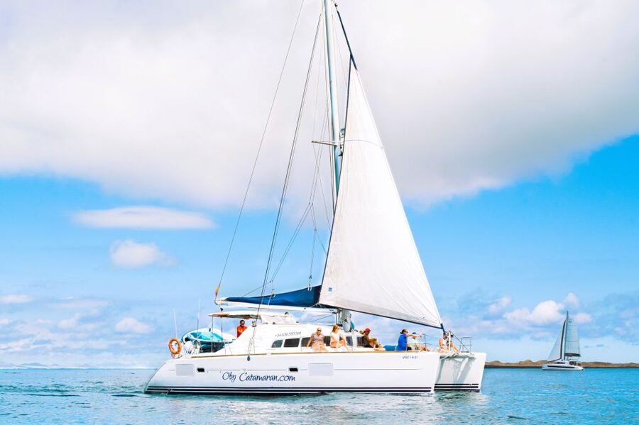 Fuerteventura: Lobos Island Catamaran Cruise with Lunch - Paella, fruit, and drinks on deck