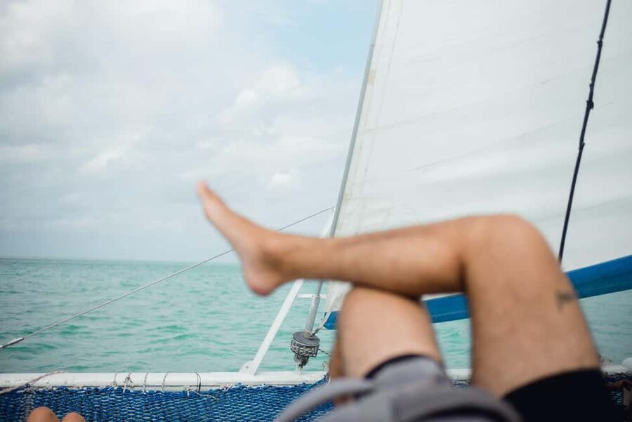 Full-day Catamaran Cruise to Ile aux Cerfs with Lunch - Settling into the 42-foot catamaran