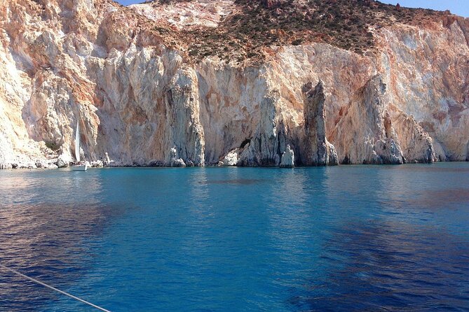 Full Day Tour to Kleftiko, Firlingos and Poliegos Catamaran - Gerakas and the white perlite cliffs