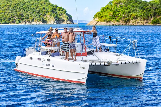 Full or Half Day Private Power Catamaran- USVI Beach and Snorkel - Maho Bay for sea turtles in shallow water