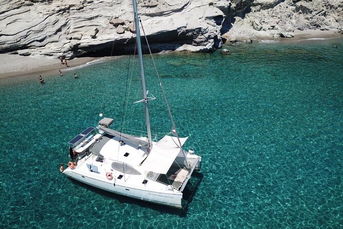 Half day Catamaran Morning Cruise in Kleftiko - Leaving Adamantas and passing Milos’s fishing villages