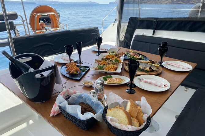 Half Day Premium Catamaran Cruise in Santorini including Oia - Thirassia is the meal and relaxation stop