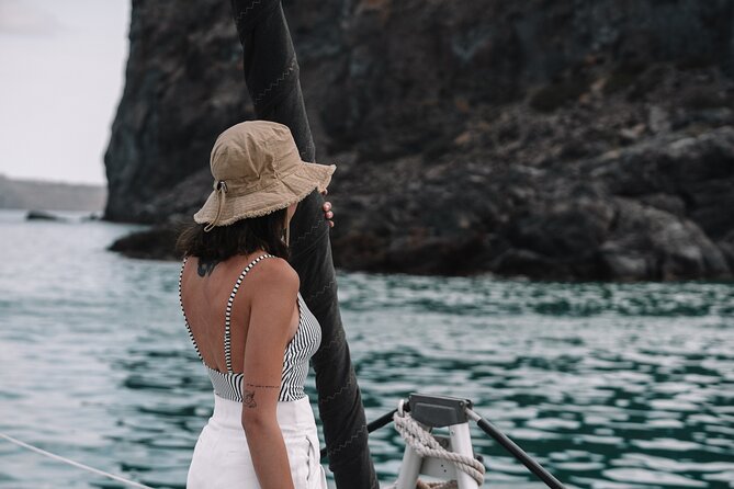 Half-Day Tailor-made Private Catamaran Cruise in Santorini - Passing the Old Harbor and viewing Oia from the sea