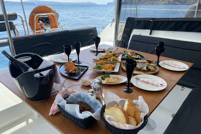Half-Day Tailor-made Private Catamaran Cruise in Santorini - Crew service and the feel on board