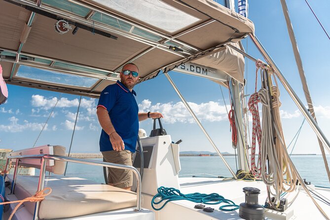 Hersonissos: Luxury Sunset Catamaran Cruise Sushi & Open Bar - Saint George Bay, the Main Two-Hour Stop