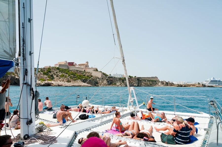 Ibiza: Catamaran Cruise to Formentera with Meal and Drinks - Setting sail from Botafoch on the Sun Cat