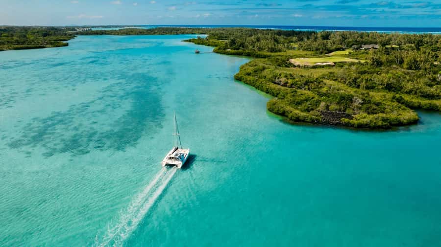 Ile Aux Cerfs: Catamaran Cruise, island, waterfalls, Lunch - Swimming and snorkeling around the island