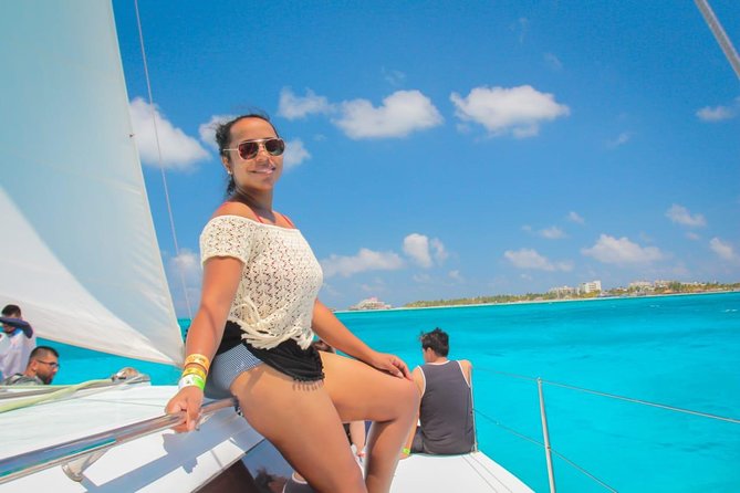 Isla Mujeres Catamaran Luxury Sailing Experience - Open bar, buffet lunch, and the spinnaker