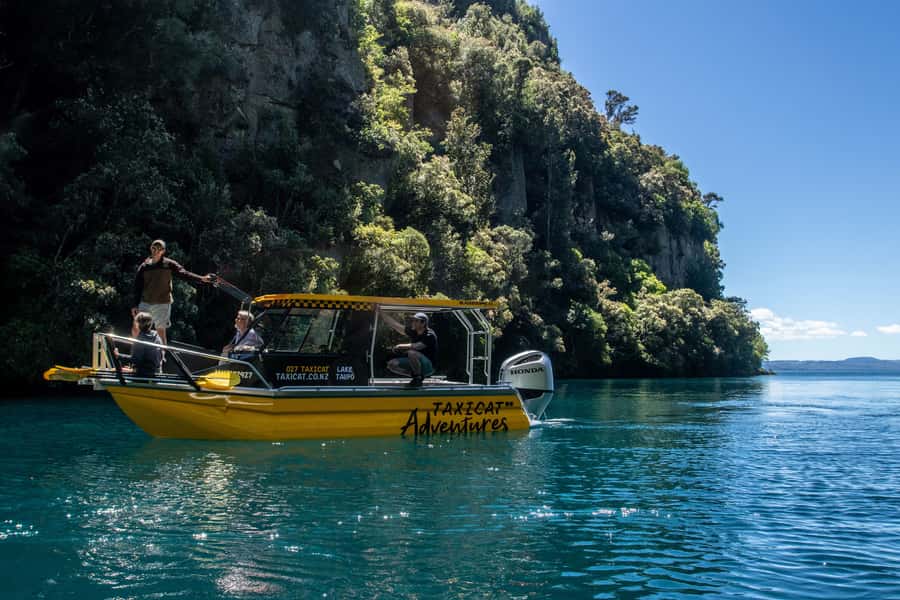 Kinloch: Lake Taupo Catamaran Cruise with Paddleboarding - The Karangahape Cliffs and the southern bays