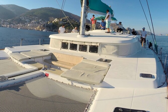 Kos: Catamaran Small Group Full-Day trip with Meal, Drinks, Swim - The first swim stop and light snack