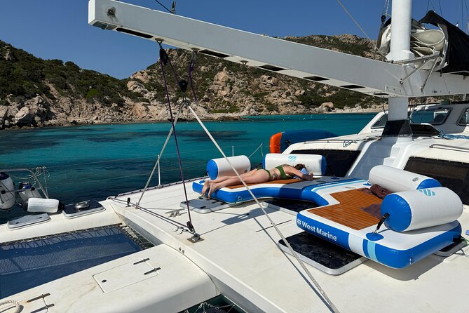 Large Catamaran Trip to La Maddalena Park with Lunch and Drinks - Spargi: a strong first swimming stop