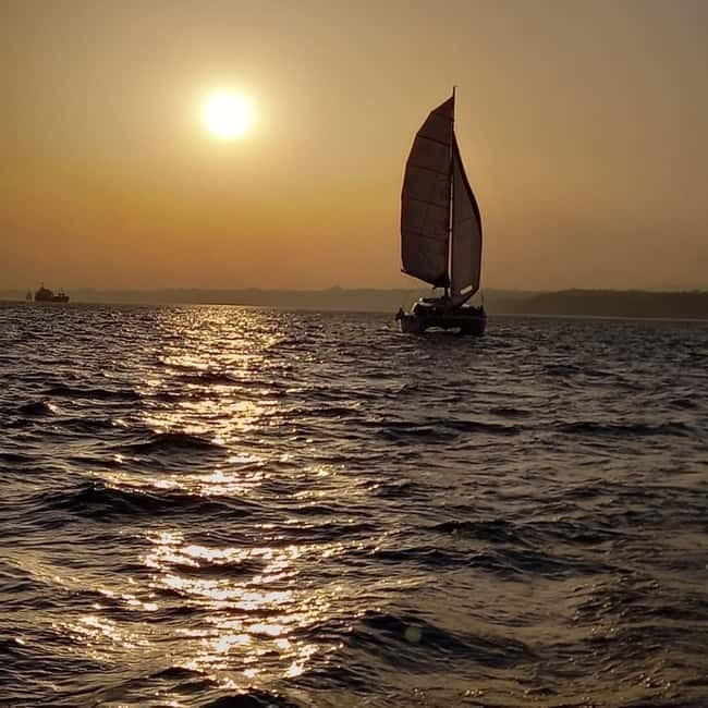 Lisbon: Catamaran Cruise with Drinks & Pastel de Nata - Sailing beneath the 25 de Abril Bridge
