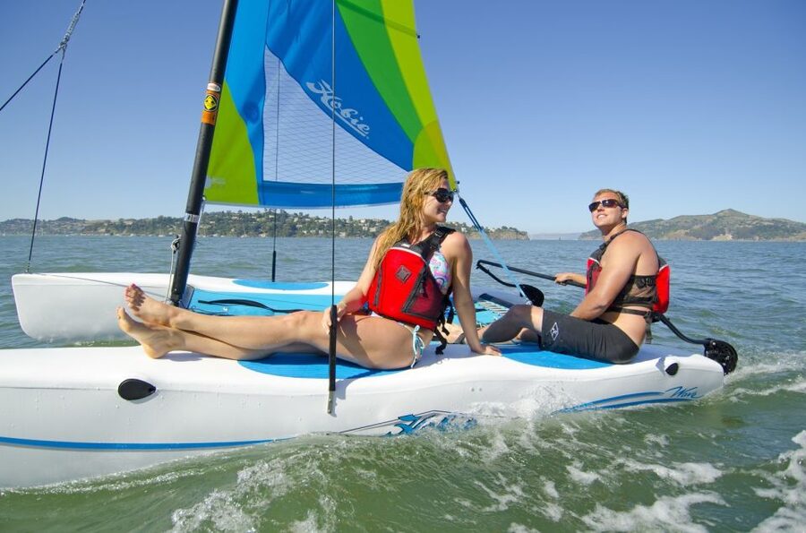 Miami: Hobie Cat Sailing - Getting to the Hobie Cat base on Key Biscayne