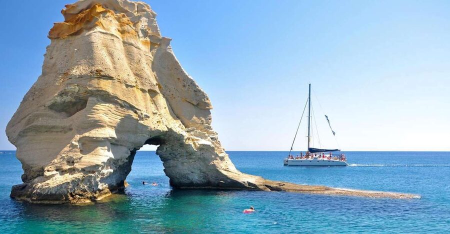 Milos: Full-Day Catamaran Cruise to Poliegos and Kleftiko - Gerakas, thermal springs, and the Sulphur Mines